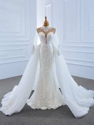 Second hand brautkleider | suchst du nach einem günstigen, aber dennoch qualitativ hochwertigem brautkleid? Wunderschone Brautkleid Langarm Stehkragen Tull Spitze Perlen Mit Abnehmbaren Rock