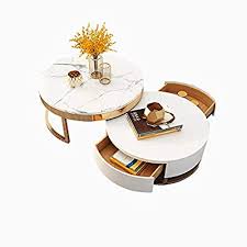 Check out our white round coffee table selection for the very best in unique or custom, handmade pieces from our coffee & end tables shops. Buy Homary White Round Coffee Table With Storage White Faux Marble Nesting Coffee Table With Rotatable Drawers Online In Vietnam B085rv3pxj