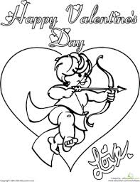 Hearts, flowers, cupid and more, these coloring pages, sheets and pictures will keep the kids happy for hours! Valentine Cupid Worksheet Education Com