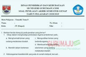 Pilihlah salah satu jawaban yang paling benar! Soal Pat Ukk Kelas 4 Tema 8 Kurikulum 2013 Semester 2 N A P A