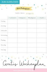 Gratis Wochenplan Vorlage Zum Ausdrucken Fur Den Speiseplan Wochen Planer Wochenplan Vorlage Wochenplan