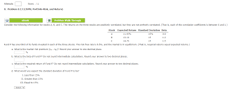 Solved Attempts Score 14 8 Problem 8 13 Capm Portfol Chegg Com
