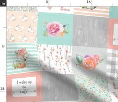 Woodland Animals Baby Girl Quilt Top Deer Fox Spoonflower Fabric By The Yard Walmart Com