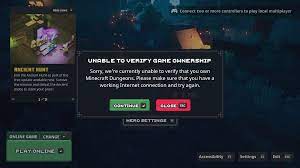 It's time for another minecraft dungeons hotfix! Unable To Verify Game Ownership I Get This Bug Everytime I Try To Log Into My Account And Sometimes Mid Game And It Just Kicks Me Out Can Someone Help Me Fix