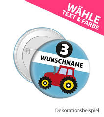 Dein Button Traktor Wunschtext Wunsche Bauernhofparty Geburtstagsdekoration
