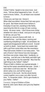 Eve Monologue From Children Of Eden Without Stage Directions Acting Monologues Monologues Children Of Eden
