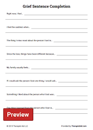 Grief Sentence Completion Worksheet Therapist Aid Grief Worksheets Grief Counseling Grief Therapy