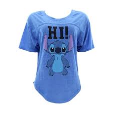 Disney Women S Stitch Hi Lo B O Football T Shirts Blue Outfit Ideen Kleidung Stiche