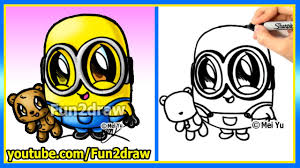 If you can draw letters, numbers, and shapes, then you will be able to draw bob. How To Draw A Minion Bob And Teddy Bear The Minions Movie Learn To Draw Easy Cartoons Fun2draw Youtube
