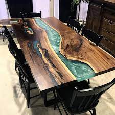 Topnotch Furniture On Instagram All Set Up And Ready To Go Be Sure To Pop By And Check Out Our Booth Resin Table Wood Table Design Walnut Wood Dining Table