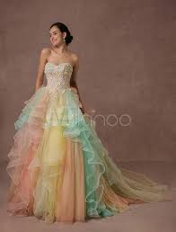 Kostenlose arbeitsblätter und unterrichtsmaterial zum thema regenbogen für lehrer in der grundschule. Regenbogen Quinceanera Kleid Tull Spitze Festzug Kleid Applique Friesen Luxus Prinzessin Kleid Mit Kapelle Zug Milanoo Com