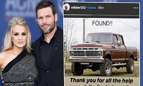 The couple are 'overjoyed' to have welcomed their second child jacob this week as they were faced with several. Carrie Underwood S Husband Mike Fisher Thanks Edmonton Police For Locating His Stolen Truck Daily Mail Online