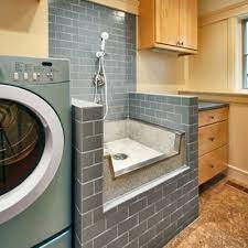 A Shower Pan On A Raised Platform Beside The Washer Is Designed For Dog Grooming But Also Works Great For Spot Cleaning Large Modern Laundry Rooms Home House