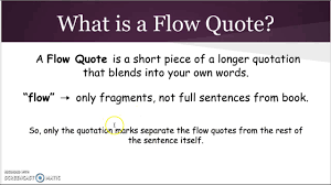 Dialogue in an essay adds power to imagery by allowing target audience to live through effect of an actual presence and character of people involved. Flow Quote Pattern Youtube