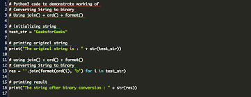 The first word within the output should be capitalized only if the original word was capitalized (known as upper camel case, also often referred to as pascal case). Convert String To Binary Python Code Example