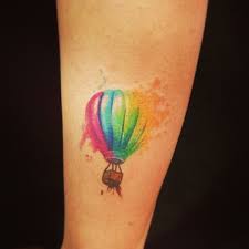 Colorful hot air balloon tattoo. Tatto Wallpapers Watercolor Tattoo Rainbow