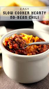 Slow Cooker Hearty No Bean Chili No Bean Chili Crockpot Recipes Slow Cooker Recipes