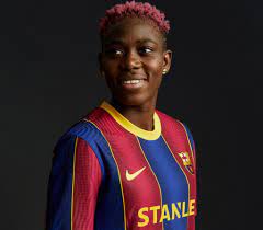 Asisat lamina oshoala mon (born 9 october 1994) is a nigerian professional footballer who plays for arsenal ladies of the fa wsl as a forward. Asisat Oshoala Shows Off With Barcelona 2020 21 Home Kit