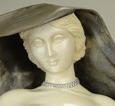 Sold at Auction: Ernest Barrias, after: Ernest Barrias French (1841-1905)  Art Deco Style Bronze and Ivory Sculpture "Nature Revealing Herself".  Titled and Signed