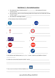 Dieses einfache kinderkreuzworträtsel, für mädchen und jungen ab der 1. Verkehrszeichen Fahrrad Sachunterricht