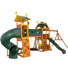 Some are outfitted with multiple slides, monkey bars, sandboxes, rock walls and forts, all designed to encourage kids to be active, grow strong and exercise their imagination. Kidkraft Mockingbird View Swing Set Activity Center Sam S Club
