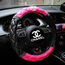Buy Wholesale Classic Chanel Diamond Pu Leather Auto Car Steering Wheel Covers 15 Inch 38cm Pink Car Accessories Car Steering Wheel Cover New Car Accessories