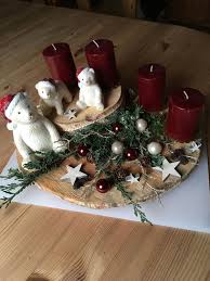 Adventskranz Auf Baumscheibe Adventskranz Weihnachtsdeko Kerzen Baumscheiben