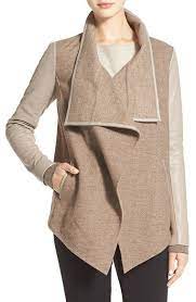 Vince Leather Trim Drape Neck Jacket Nordstrom Vest Designs Long Coat Jacket Jackets