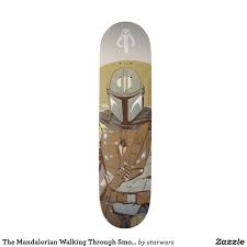 The Mandalorian Walking Through Smoke Skateboard Zazzle Com Skateboard Mandalorian Cool Skateboards