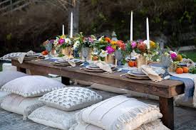 How To Plan A Bohemian Backyard Dinner Party Sanctuary Home Decor Dinner Party Table Settings Dinner Party Table Backyard Dinner Party