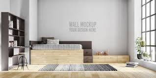 A room mockup is perfect to present room interior design for children / kids, bedrooms, living room in realistic showcase. Wall Mockup Interior Kids Bedroom With Decorations Paid Sponsored Paid Interior Decorations Bedroom Mocku Interior Artwork Kids Bedroom Interior