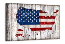 Love your artwork and rustic frames! Rustic Wall Decor Vintage American Flag Of Us Map Canvas Wall Art For Wall Decoration Wood