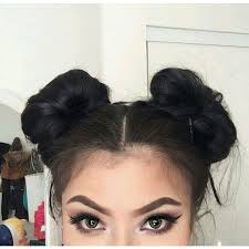 4.double space bun hairstyles with curly hair. User Upload Liked On Polyvore Featuring Hair Hair Styles Girly Hairstyles Bun Hairstyles