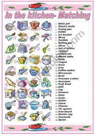 In The Kitchen Utensils And Appliances Matching Exercise B W Version Included Ejercicios De Ingles Ingles Ejercicios