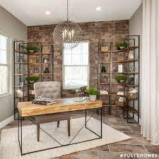 When considering small home office ideas its important to select a space that offers plenty of natural light, privacy, and storage to name a few. Industrial Office Features Exposed Bricks Concrete Ceilings Home Office Design Home Office Decor Industrial Home Offices