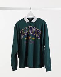 Monograms, a specialized form of embroidery, are usually placed on the left shirt cuff of a man's shirt. Asos Design Oversized Long Sleeve Cut Sew Polo Shirt With City Embroidery Asos
