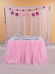 If your buffet decor lacks imagination, try making it a two or three story setup. Baby Girl Baby Shower Happy Fullmonth Happy Birthday Setup Party Tulle Skirt Table Design Craft Others On Carousell