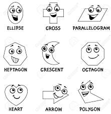 This black and white shape worksheet helps teach kids the concept of things that are different. Black And White Cartoon Illustration Of Basic Geometric Shapes Royalty Free Cliparts Vectors And Stock Illustration Image 78774955