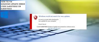 Windows Update Error Code 0x80070002 And 0x80070003