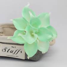 Wedding bouquets with mint green lillies. Mint Calla Lily Real Touch Calla Lilies Flower Bouquet 10 Etsy