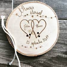 Porte Alliance Grave Sur Rondin De Bois Ring Holder Wedding Wedding Ring Box Wedding Rings