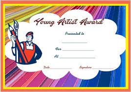 Young Artist Award Certificate Art Certificate Certificate Templates Fine Motor Activities