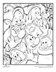 Snow white washed the dishes, the clothes and swept the house in the forest. Seven Dwarfs Coloring Page Woo Jr Kids Activities