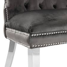 16.5d x 49w x 17.25h indoor use only, assembly required read more 2 Seater Grey Brushed Velvet Upholstered Dining Bench Grosvenor Furniture