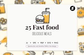 25 Fast Food Elements In 2020 Line Design Yellow Line Fast Food