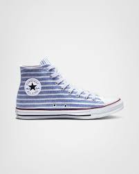 Black And White Striped Converse Chuck Taylor All Star Stripes Black Vintage White Egret Converse Chuck Taylor High Top Sneaker Converse Shoe Latest Shoes