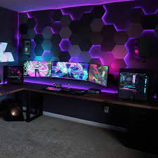 Smart Hexgagon Light Panels Check Link In Description Carousel By Havokharakiri My Pc Setu Computer Gaming Room Video Game Rooms Gaming Room Setup
