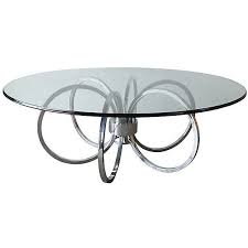 Modern Vintage Mix Pre Owned Chrome Ring Coffee Table Coffee Table Glass Top Accent Table Table