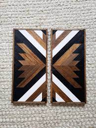 Miles Set Of 2 Reclaimed Wood Art Geometric Wood Art Etsy Reclaimed Wood Art Wood Art Reclaimed Wood Wall Art