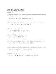 And quadratic equations, functions, and graphs. Final Review Worksheet Introductory Algebra Chapter